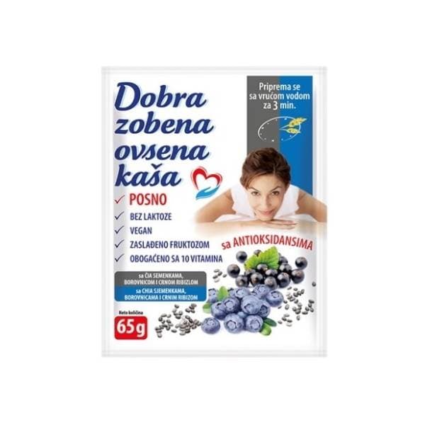DOBRA zobena kaša chia borovnica ribizla 65g 0