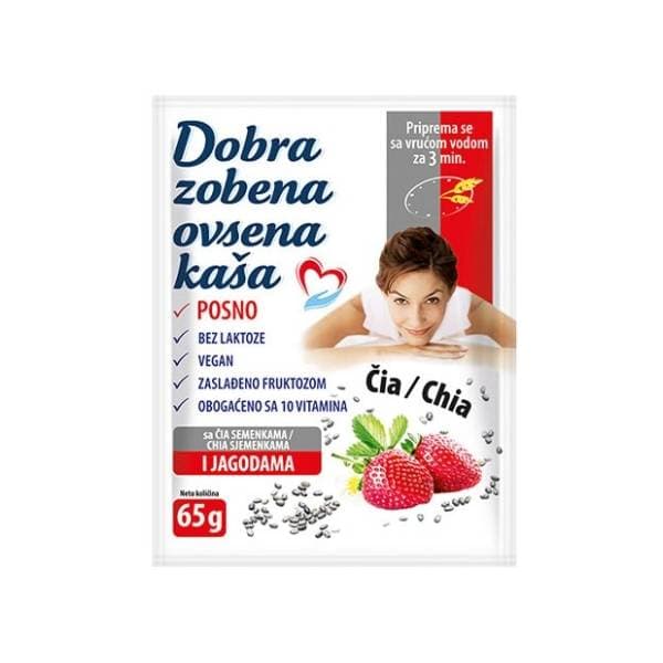 DOBRA zobena kaša chia jagoda 65g 0