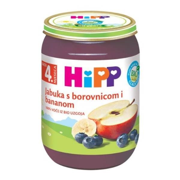 HIPP kašica jabuka s borovnicom i bananom 190g 0