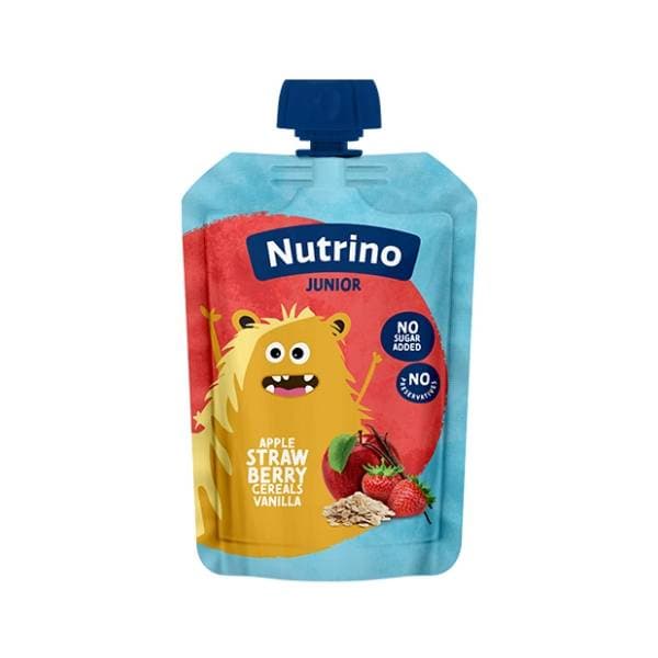NUTRINO Junior voćni pire jabuka jagoda žitarice vanilija 180g 0