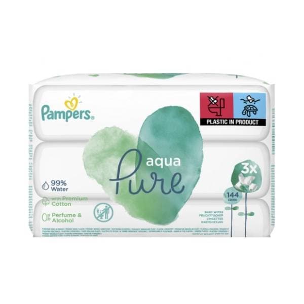 Vlažne maramice PAMPERS Pure aqua 3x48kom 0