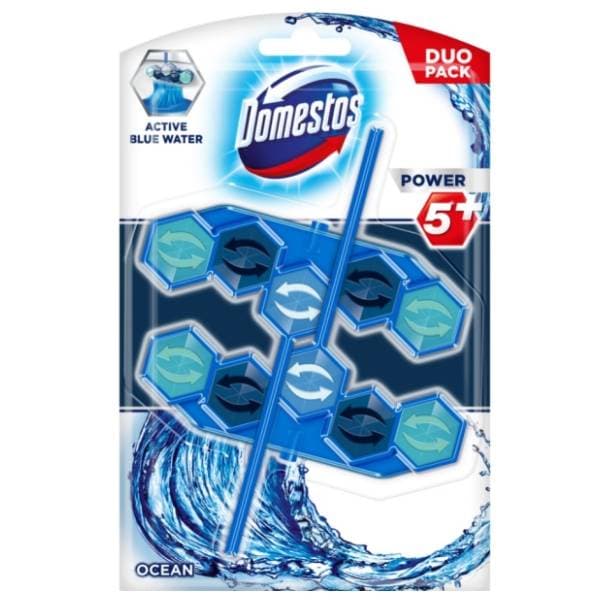 WC osvježivač DOMESTOS power 5 blue water ocean 2x53g 0