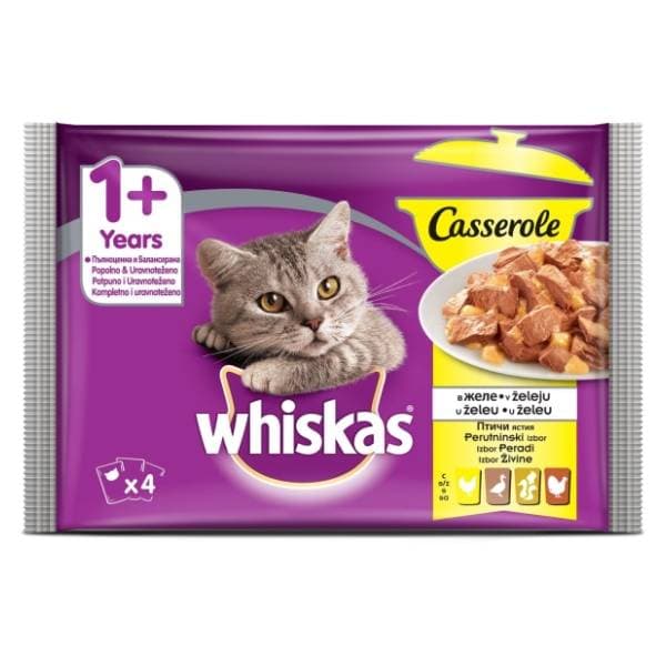 WHISKAS Casserole hrana za mačke perad 4x85g 0