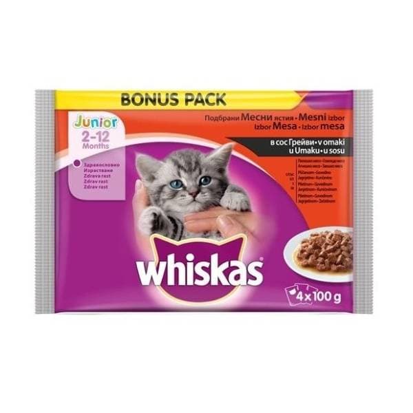WHISKAS Junior hrana za mačke perad 4x100g 0