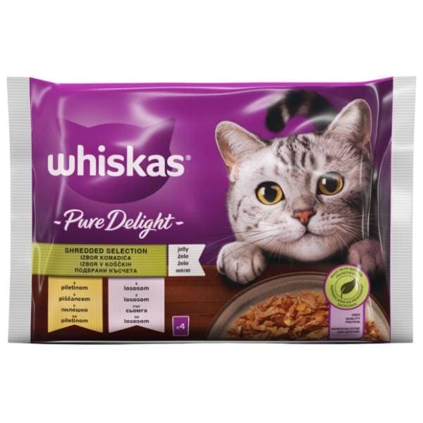 WHISKAS Pure delight hrana za mačke izbor mesa 4x85g 0