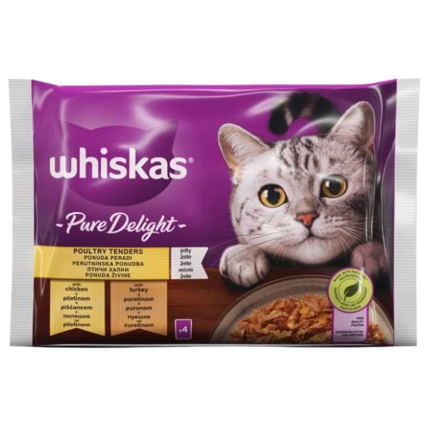 WHISKAS Pure delight hrana za mačke izbor peradi 4x85g 0