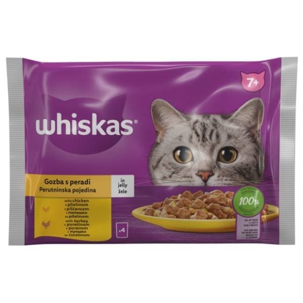 WHISKAS Senior hrana za mačke izbor peradi 4x85g 0