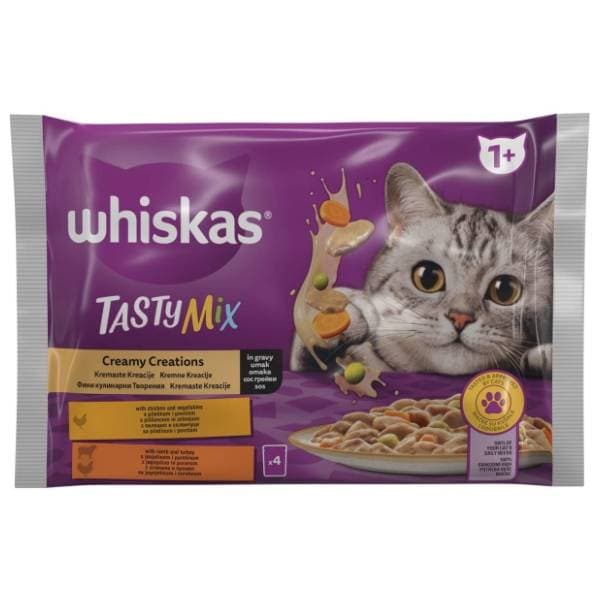 WHISKAS Tasty mix hrana za mačke janjetina i puretina 4x85g 0