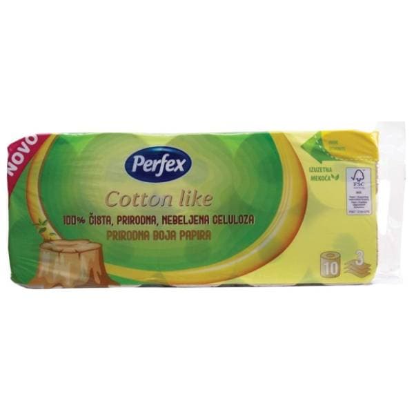 Toaletni papir PERFEX cotton like prirodna boja 3 sloja 10 kom 0