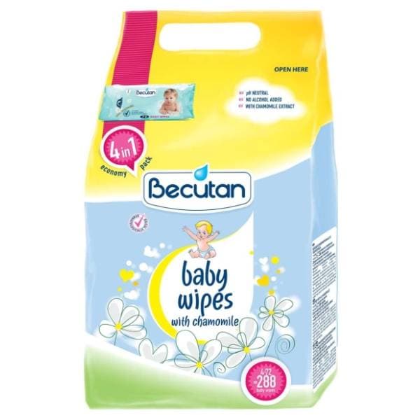 Vlažne maramice BECUTAN kamilica 4x72kom 0