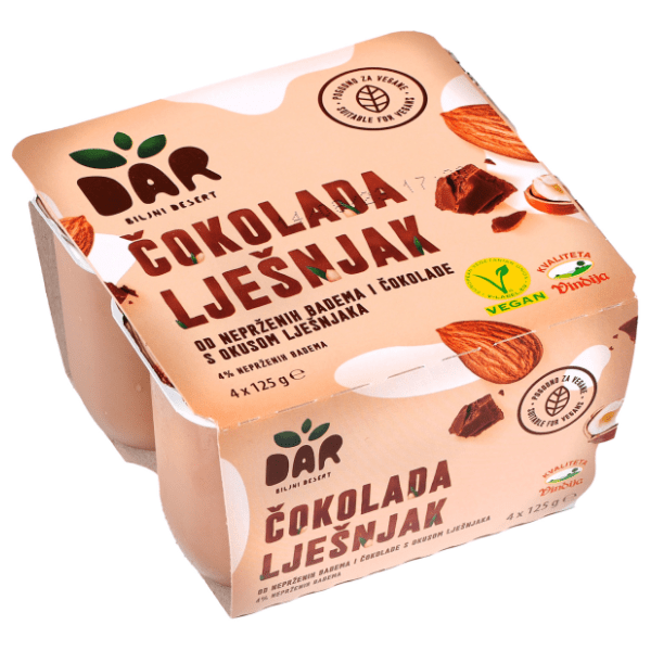 DAR biljni desert čokolada lješnjak 4x125g 0