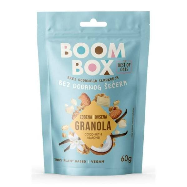 BOOM BOX zobena granola kokos badem vanilija čokolada 60g 0