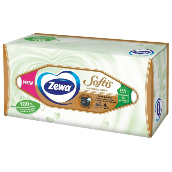 Papirnate maramice ZEWA softis natural soft kutija 4 sloja 80 kom 0