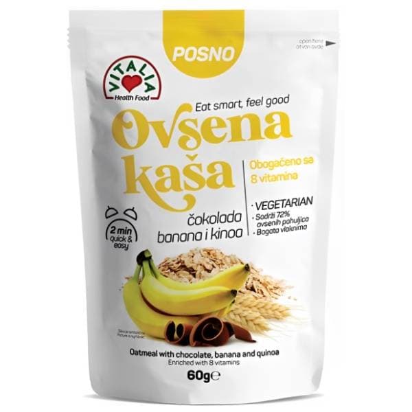 VITALIA zobena kaša čokolada banana kvinoja 60g 0