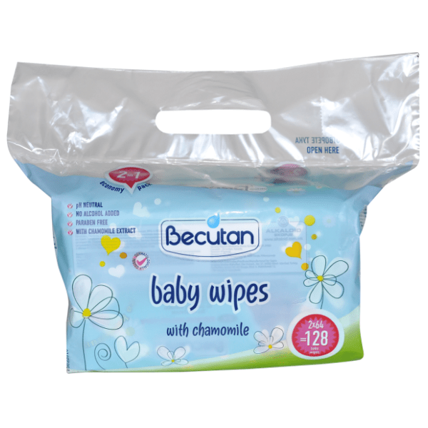 Vlažne maramice BECUTAN baby kamilica 2x64kom 0