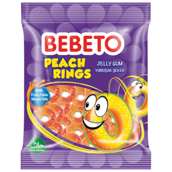Bomboni BEBETO Peach rings 80g 0