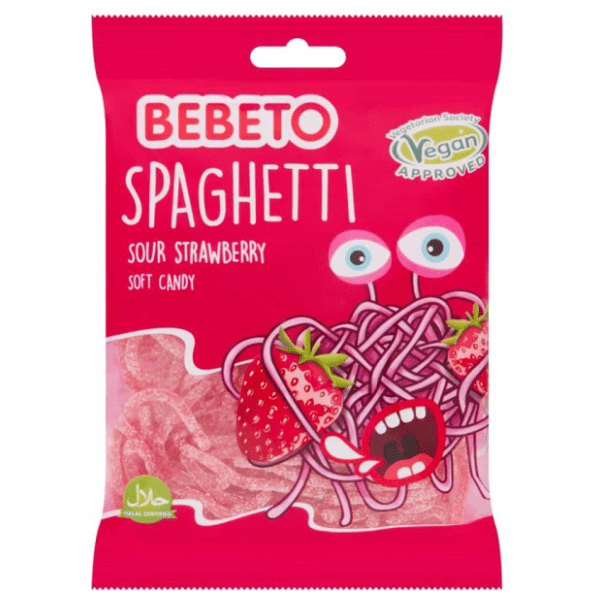 Gumeni bomboni BEBETO Spaghetti jagoda 80g 0