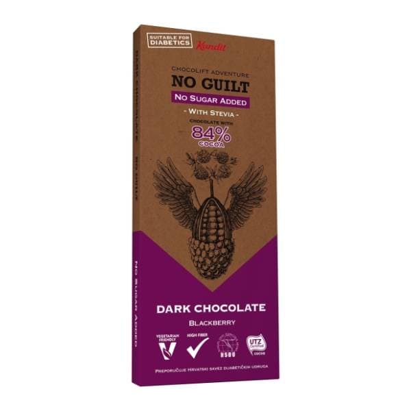 KANDIT No Guilt Tamna čokolada s kupinom bez dodanog šećera 80g 0