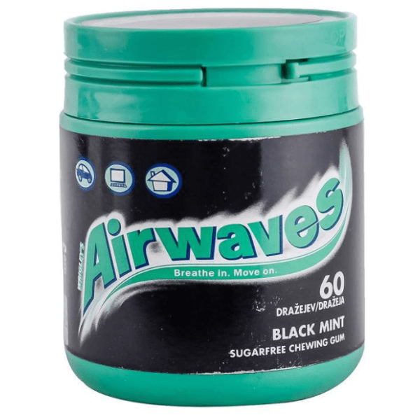 Žvakaće gume AIRWAWES Black mint bottle 84g 0