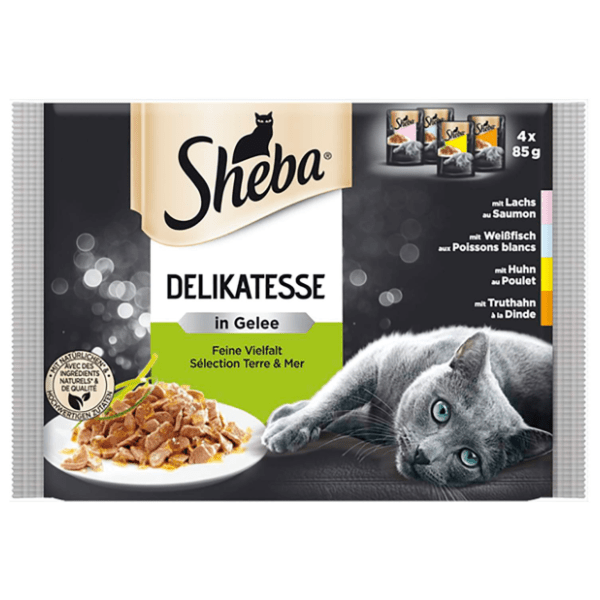 SHEBA Delikatesse fine flakes hrana za mačke 4x85g 0