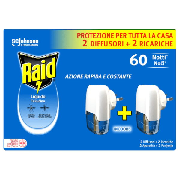 RAID električni aparat protiv komaraca 2kom + 2 punjenja 21ml 0