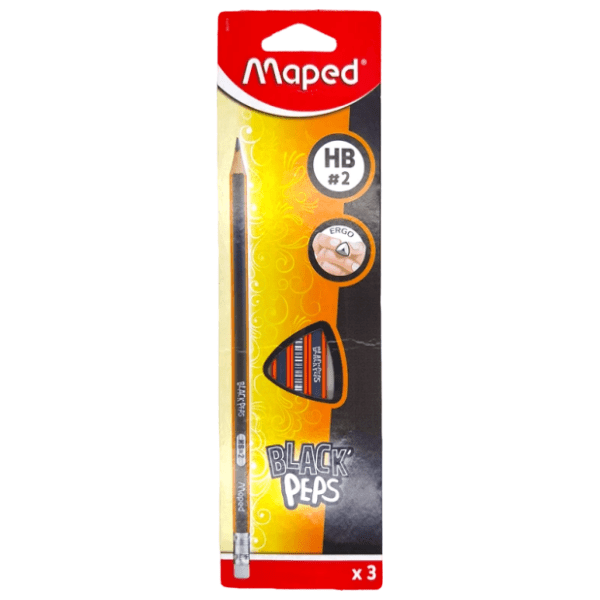 Grafitna olovka s gumicom MAPED black peps 3kom 0
