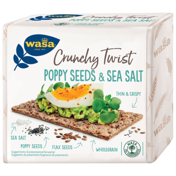 WASA hrskavi kruh crunchy twist mak i morska sol 245g 0