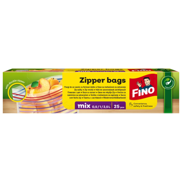 FINO vrećice za zamrzivač zipper bags 0,5l/1l/2l 25kom 0