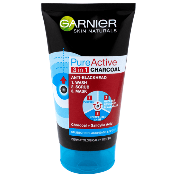 GARNIER pure active 3u1 charcoal gel za čišćenje lica 150ml 0