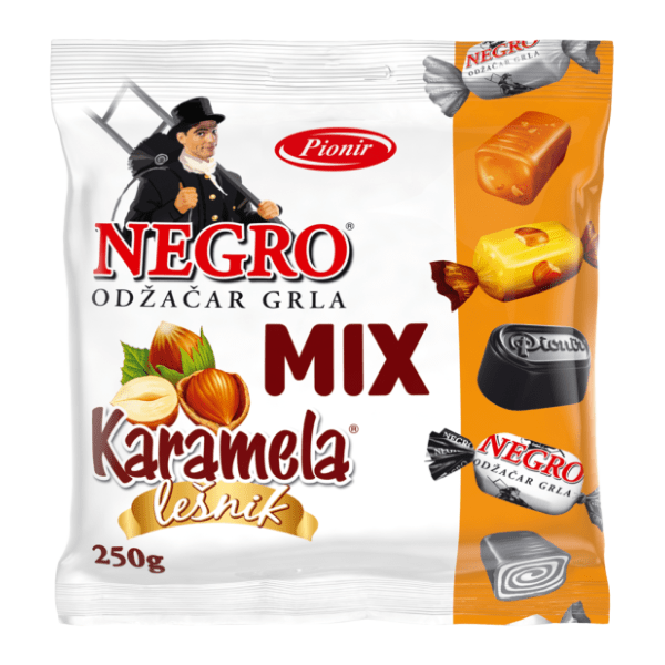 Bomboni PIONIR Negro + karamela mix 250g 0