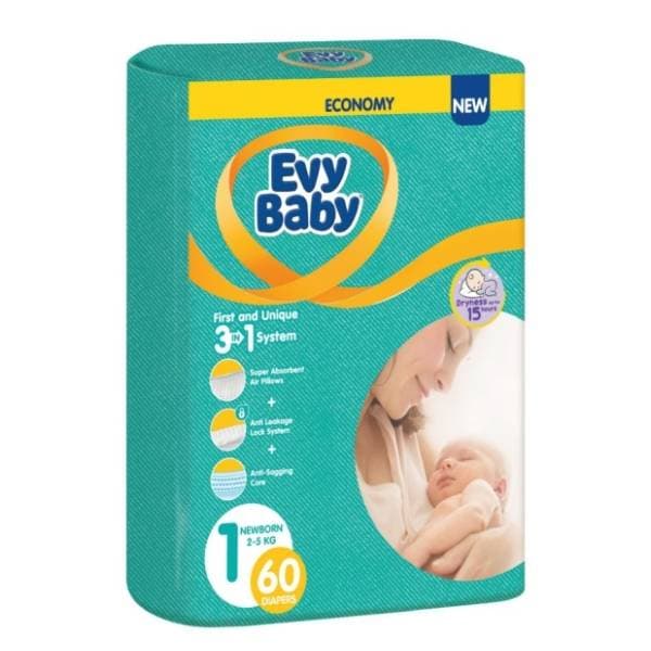 EVY BABY pelene 3u1 sustav 1 new born 60kom 0