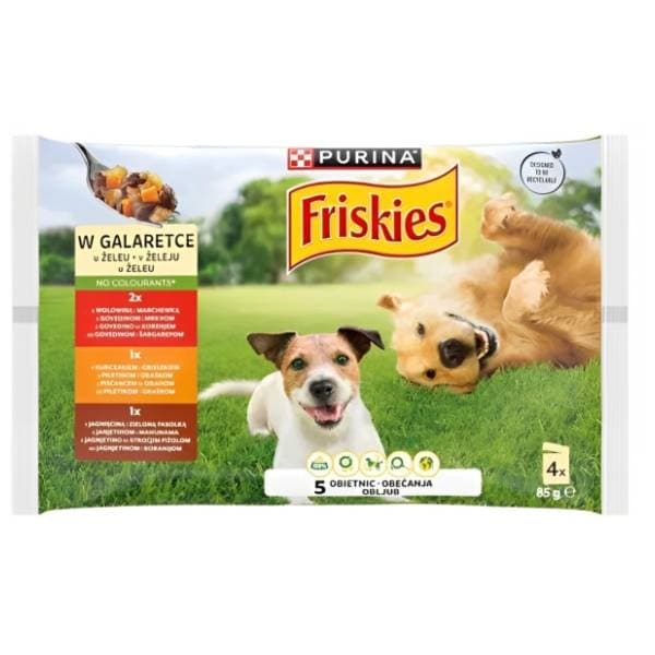 FRISKIES Adult govedina piletina i janjetina u želeu 4x85g 0
