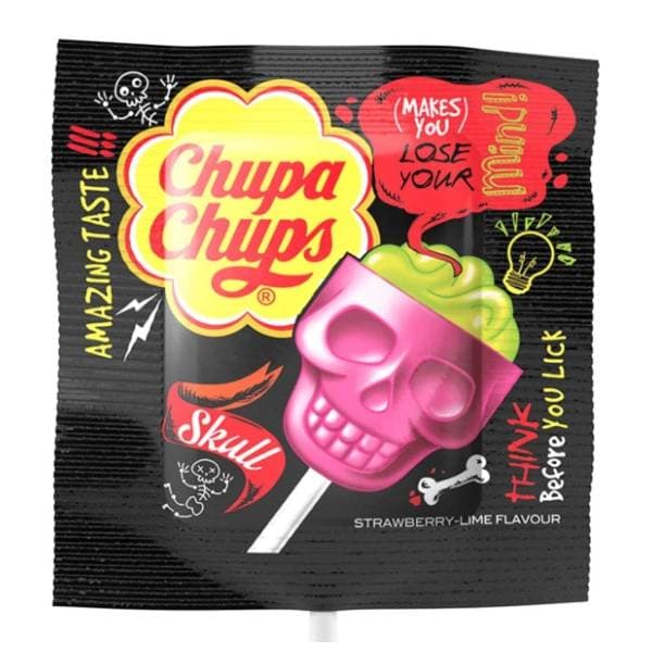 Lizalica CHUPA CHUPS 3D skull jagoda i limeta 15g 0