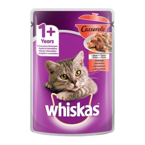 WHISKAS Casserole hrana za mačke govedina u želeu 85g 0