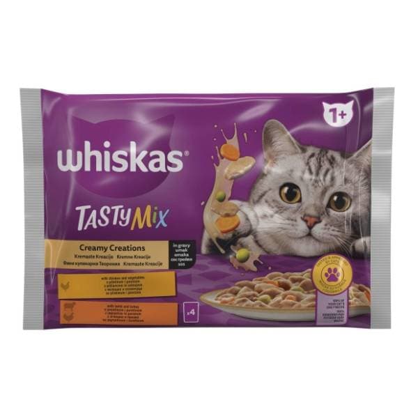 WHISKAS Tasty mix hrana za mačke meso u kremastom umaku 4x85g 0
