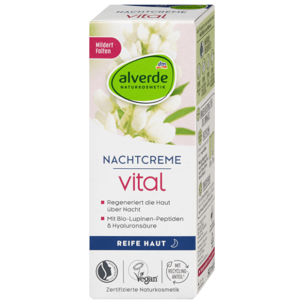 ALVERDE Vital noćna krema s peptidima organske lupine 50ml 0