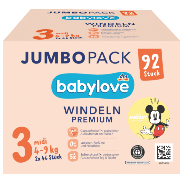 BABYLOVE pelene premium JP 3 midi 92kom 0