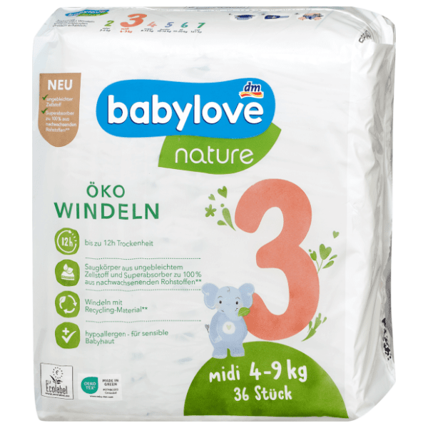 BABYLOVE pelene nature 3 midi 36kom 0