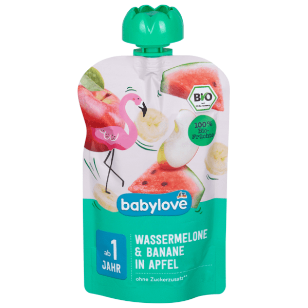 BABYLOVE voćni pire lubenica banana u jabuci 100g 0