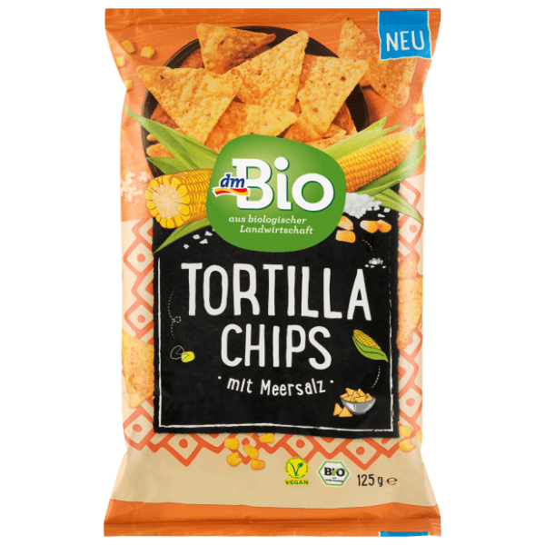 Čips DM BIO tortilja morska sol 125g 0