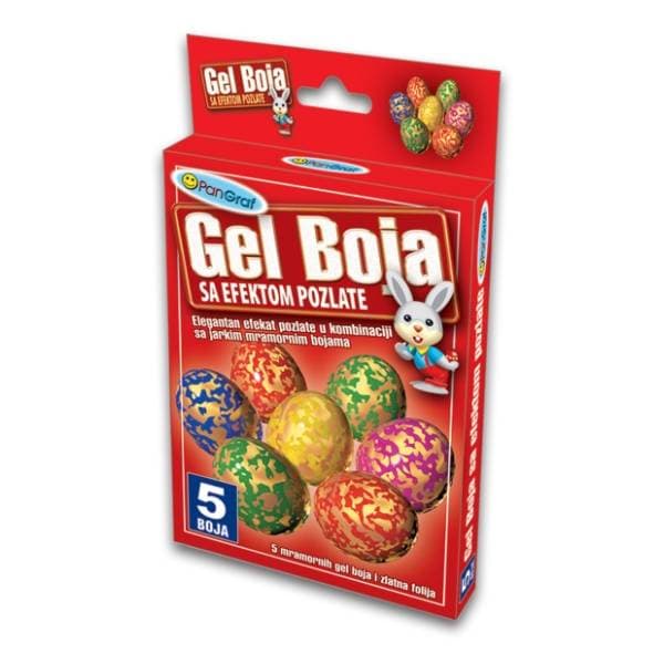 Gel boja s efektom pozlate i folija PANGRAF 5kom + rukavice 0