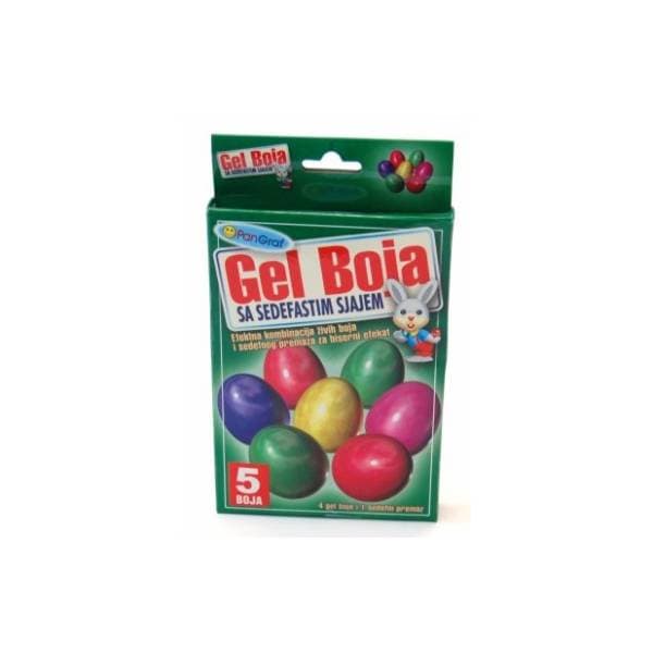 Set boja za uskrsna jaja i sedef gel PANGRAF 5kom + rukavice 0