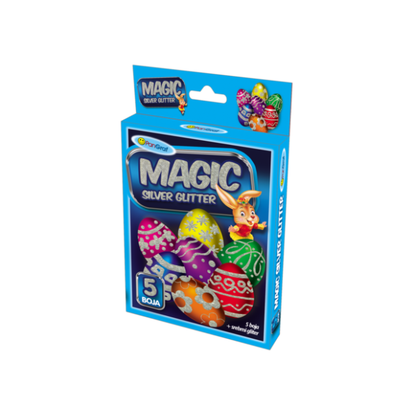 Glitter gel za ukrašavanje jaja magic srebrni PANGRAF 5kom 0
