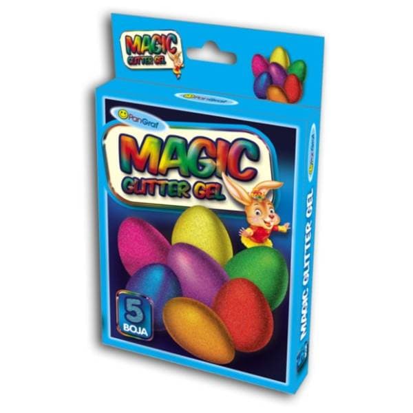Glitter gel za ukrašavanje jaja magic PANGRAF 5kom + rukavica 0