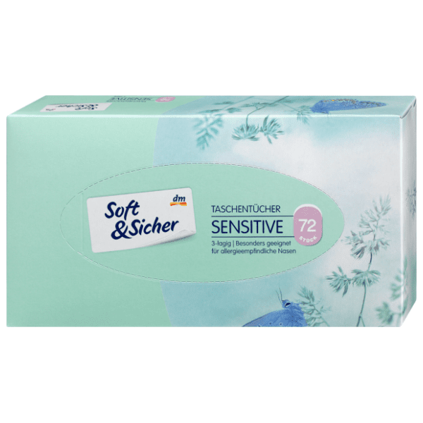 Papirnate maramice SOFT&SICHER sensitive kutija 3 sloja 72 kom 0