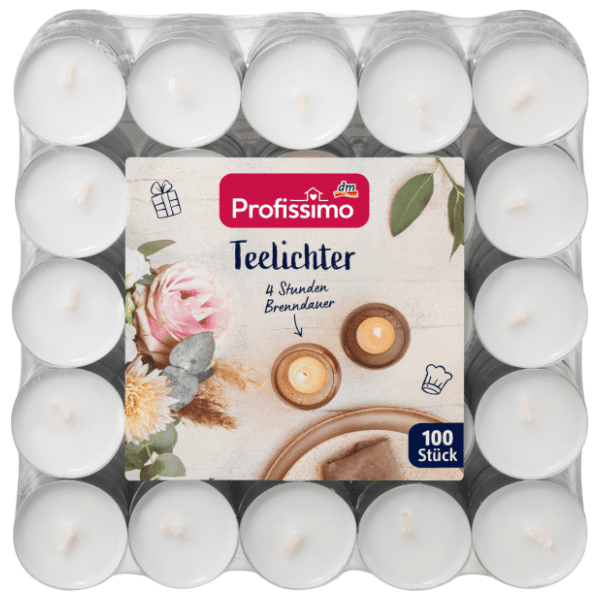 Svijeća PROFISSIMO čajna bijela 100kom 0