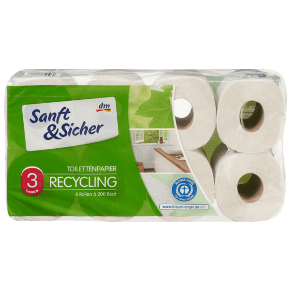 Toaletni papir SANFT&SICHER reciklirani 3 sloja 8 kom 0