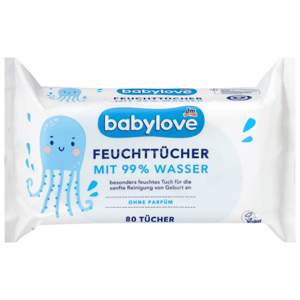 Vlažne maramice BABYLOVE 99% voda 80kom 0