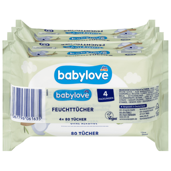 Vlažne maramice BABYLOVE aloe vera i kamilica 4x80kom 0