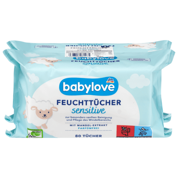 Vlažne maramice BABYLOVE sensitive badem 2x80kom 0